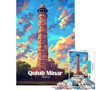 Puzzle de 1000 pièces pour Adolescents Qutub Minar Inde Un défi à relever pour Une décoration Parfaite Jeux relaxants pour Les 14 Ans et Plus (38x26cm)