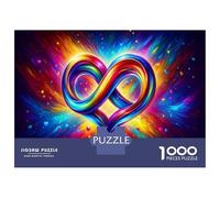Puzzle De 1000 Pièces pour Adolescents Rainbow Heart Infinity Symbol Puzzle Anti-Stress, Amusant Et Original, Cadeau Unique pour Un Anniversaire Ou Noël 52x38cm/1000pcs