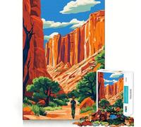 Puzzle de 1000 pièces pour Adolescents Randonnée dans Le Grand Canyon Art Minimaliste Découpe Lisse Jeu d'exercice cérébral Activité de détente et d'anniversaire (38x26cm)