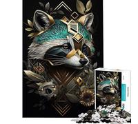 Puzzle de 1000 pièces pour Adolescents Raton Laveur Abstrait doré Activités ludiques à la Maison Décoration Murale Jeu éducatif Convient aux Personnes de 14 Ans et Plus (38x26cm)