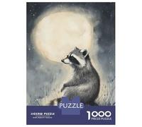 Puzzle de 1000 pièces pour adolescents raton laveur au clair de lune pour adultes - Jeux de détente - Analyse et logique - Cadeaux de Noël et d'anniversaire - 70 x 50 cm - 1000 pièces