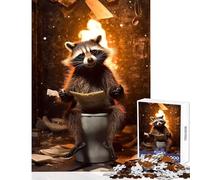 Puzzle de 1000 pièces pour Adolescents Raton Laveur Toilettes Journal décoration Jouet idée Cadeau Jeu de détente liste de souhaits avec Le Père Noël Dimensions 38x52cm