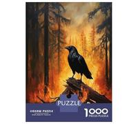 Puzzle De 1000 Pièces pour Adolescents Raven in Fire Puzzle pour Adultes Jeux Relaxants Découpe De Précision Difficile Et Stimulant 38x26cm/1000pcs