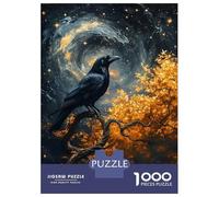 Puzzle De 1000 Pièces pour Adolescents Raven on A Twisted Tree Under A Starry Sky Jeu De Réflexion Amusant Et Humoristique, Cadeau Unique pour Un Anniversaire Ou Noël 70x50cm/1000pcs