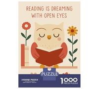 Puzzle De 1000 Pièces pour Adolescents Reading Owl with Flowers Illustration Puzzle pour Adolescents Analyse Et Logique Difficile Et Stimulant, Idéal comme Cadeau 38x26cm/1000pcs