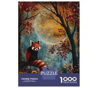 Puzzle De 1000 Pièces pour Adolescents Red Autumn Panda Puzzles pour Adolescents Jeux De Détente Difficulté Difficile Cadeaux pour Les Amis Et La Famille 52x38cm/1000pcs