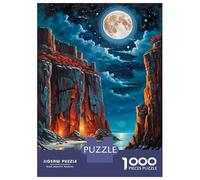 Puzzle De 1000 Pièces pour Adolescents Red Cliffs and Roses Night Puzzle, Jouet, Décoration Murale, Défi Difficile, Cadeau pour Les Amis Et La Famille 52x38cm/1000pcs