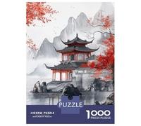 Puzzle De 1000 Pièces pour Adolescents Red Leaves by The Pagoda Puzzle Anti-Stress, Amusant Et Original, Cadeau Unique pour Un Anniversaire Ou Noël 52x38cm/1000pcs
