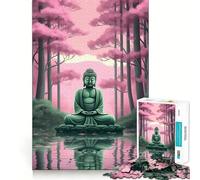 Puzzle de 1000 pièces pour Adolescents Reflet de Bouddha dans Un étang Jeu d'adresse et de réflexion Loisirs et Divertissement Décoration de Noël pour la Maison (38x52cm)