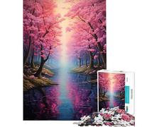Puzzle de 1000 pièces pour Adolescents Reflets de Fleurs de Cerisier Difficile et Stimulant décoration intérieure Jeux relaxants pour Les 14 Ans et Plus 38x26cm