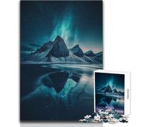 Puzzle de 1000 pièces pour Adolescents - Reflets de Montagne sous aurores boréales - Un Passe-Temps paisible et satisfaisant - Assemblage Parfait - Découpe de précision - Dimensions:50x75cm