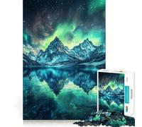 Puzzle de 1000 pièces pour Adolescents Reflets des Pics aurores boréales Découpe Lisse Jeu de logique Temps de Jeu Relaxant Cadeau d'anniversaire ou Loisir (38x26cm)