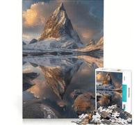 Puzzle de 1000 pièces pour Adolescents Reflets des Sommets hivernaux Jeu Manuel défi Stimulant Cadeau d'anniversaire Original 38x52cm