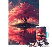 Puzzle de 1000 pièces pour Adolescents Reflets d'un Cerisier en Fleurs Jeu Manuel Difficile Stimule Le Cerveau (38x52cm)