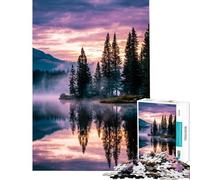 Puzzle de 1000 pièces pour Adolescents Reflets sereins d'un lac au crépuscule activités Amusantes à la Maison Cadeau d'anniversaire Jeu Manuel adapté aux 14 Ans et Plus 38x26cm