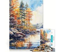 Puzzle de 1000 pièces pour Adolescents Reflets sur Un lac d'automne Jeu Amusant et Facile à Assembler Idéal pour stimuler l'esprit,se divertir et Passer Un Bon Moment Décoration Artistique de Noël