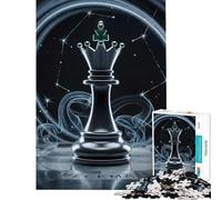 Puzzle de 1000 pièces pour Adolescents Reine d'échecs avec Constellations et fumée Jeu éducatif Cadeau d'anniversaire Décoration Murale (Dimensions 38x26cm)