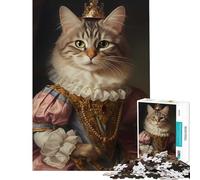 Puzzle de 1000 pièces pour Adolescents Reine médiévale et Chat Décoration Jouet éducatif Jeu éducatif Découpe de précision Cadeau (Dimensions 38x26cm)