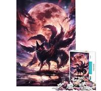 Puzzle de 1000 pièces pour Adolescents Renard à Neuf queues sous la Lune de Sang Jeu de réflexion Difficile et Stimulant idéal pour la décoration intérieure et adapté aux Personnes de 14 Ans et Plus