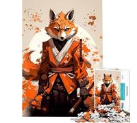 Puzzle de 1000 pièces pour Adolescents Renard Animal samouraï Activités Amusantes à la Maison Améliore la mémoire Jeux relaxants pour Les 14 Ans et Plus 50x75cm