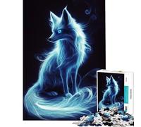 Puzzle de 1000 pièces pour Adolescents Renard Bleu Phosphorescent Difficile et Stimulant Une œuvre d'art Jeu Amusant Convient aux Personnes de 14 Ans et Plus 50x75cm
