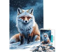 Puzzle de 1000 pièces pour Adolescents Renard dans la Neige en Hiver Jeu Difficile et Stimulant pour la décoration intérieure et Les Casse-têtes Convient aux Personnes de 14 Ans et Plus (38x52cm)