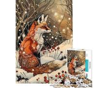 Puzzle de 1000 pièces pour Adolescents Renard dans Un Paysage Hivernal féérique Style Art Nouveau Décoration Murale Cadeau Unique pour Anniversaire et Noël (Dimensions 38x52cm)