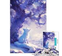 Puzzle de 1000 pièces pour Adolescents Renard et Sapin enneigé Décoration Parfaite pour Un Anniversaire ou Noël Jeu Manuel à partir de 14 Ans 50x75cm