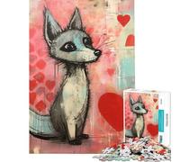 Puzzle de 1000 pièces pour Adolescents Renard Gris Amoureux Saint-Valentin Difficile et Stimulant Découpe de précision Jeu de Construction Convient aux 14 Ans et Plus (38x26cm)