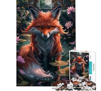 Puzzle de 1000 pièces pour Adolescents Renard mystérieux dans l'étang Difficile et Stimulant décoration Murale Jouet à Monter soi-même à partir de 14 Ans (50x75cm)