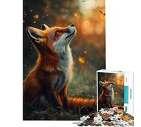 Puzzle de 1000 pièces pour Adolescents Renard Observant des lucioles Décoration Murale Jouet Art Mural Cadeau d'anniversaire Original (38x26cm)