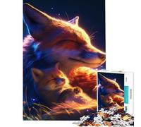 Puzzle de 1000 pièces pour Adolescents Renard protégeant Son Petit dans la Nature Difficile et Stimulant mais Amusant et Humoristique Décoration Murale Convient aux 14 Ans et Plus 50x75cm