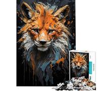 Puzzle de 1000 pièces pour Adolescents Renard Qui éclabousse de la Peinture Activités Amusantes à la Maison améliore la mémoire Jouet décoration Murale À partir de 14 Ans (50x75cm)