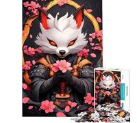 Puzzle de 1000 pièces pour Adolescents Renard samouraï et Fleurs de Cerisier Jeu de réflexion pour Adultes Amusant et Humoristique Difficile et Stimulant (38x52cm)
