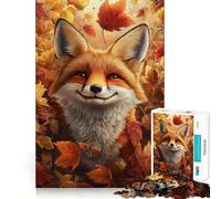Puzzle de 1000 pièces pour Adolescents Renard Souriant d'automne Jeu créatif et Relaxant Cadeau Artistique de Noël (38x26cm)
