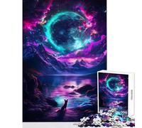 Puzzle de 1000 pièces pour Adolescents Renard sous la Lune néon Jeu éducatif Cadeau de Noël Secret pour Femmes (50x75cm)