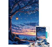 Puzzle de 1000 pièces pour adolescents Renard sous un arbre en fleurs au coucher du soleil Activités amusantes à la maison pour améliorer la mémoire Jeux en famille Convient aux 14 ans et plus 50x75cm