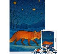 Puzzle de 1000 pièces pour Adolescents Renard sous Un Ciel étoilé Jeu de réflexion Décoration Parfaite pour la Maison Jouet Amusant pour Les activités à la Maison (38x52cm)