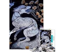 Puzzle de 1000 pièces pour Adolescents Renard surréaliste avec Fleurs et colibris idéal pour Un Anniversaire ou Noël Jeu Familial Amusant à partir de 14 Ans 50x75cm