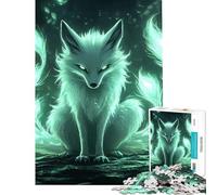 Puzzle de 1000 pièces pour Adolescents Renard Vert Mystique Difficile et Stimulant décoration intérieure Jeux relaxants pour Les 14 Ans et Plus 38x52cm