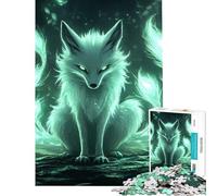Puzzle de 1000 pièces pour Adolescents Renard Vert Mystique Difficile et Stimulant Décoration Murale Jouet Anti-Stress Convient aux 14 Ans et Plus 50x75cm