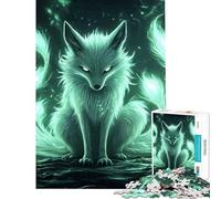 Puzzle de 1000 pièces pour Adolescents Renard Vert Mystique Un défi à relever pour s'amuser en Famille Un Jouet Anti-Stress pour Les 14 Ans et Plus (38x52cm)