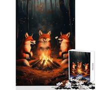 Puzzle de 1000 pièces pour Adolescents Renards rieurs Autour d'un feu de Camp Jeu éducatif Cadeau d'anniversaire défi Impossible Dimensions 38x26 cm