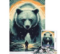 Puzzle de 1000 pièces pour Adolescents Rencontre avec Un Ours Décoration intérieure Jouet Cadeau d'anniversaire Jeu Pratique avec Poster et fiche de Questions Assortis Dimensions 50x75cm