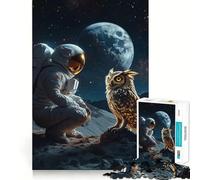 Puzzle de 1000 pièces pour Adolescents Rencontre Entre Un Astronaute et Un Hibou Cosmique,Puzzle aux Bords précis,Jeu d'entraînement cérébral,Divertissement pour Passer Un Moment agréable,décoration