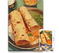 Puzzle de 1000 pièces pour Adolescents - Repas Indien de chapati au Curry - Casse-tête - Jeu Familial pour améliorer la mémoire - Cadeau d'anniversaire - Dimensions 50x75cm