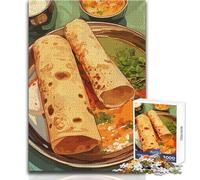 Puzzle de 1000 pièces pour Adolescents Repas Indien de chapati au Curry, Jeu Pratique d'analyse et de logique, Cadeau d'anniversaire, Dimensions 38x26 cm.