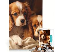 Puzzle de 1000 pièces pour Adolescents représentant Deux Cavaliers King Charles décoration Murale décoration intérieure Cadeau d'anniversaire ou de Noël 38x26cm
