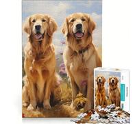 Puzzle de 1000 pièces pour Adolescents représentant Deux Golden Retrievers Jeu Impossible décoration intérieure Collection d'artistes Beaux-Arts 38x26cm
