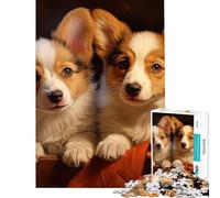 Puzzle de 1000 pièces pour Adolescents représentant Deux Pembroke Welsh Corgis idéal pour Un Anniversaire ou Noël Jeu Impossible à Commencer par 14 Ans 38x52cm